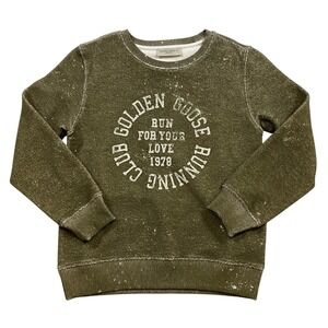 Golden Goose‎ Kids Green Distressed Sweatshirt Running Club Unisex Size 6